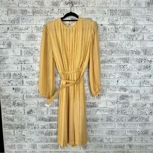 Yellow Pleated Midi Dress